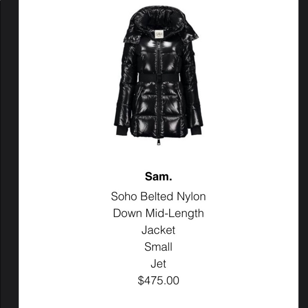 SAM. Soho belted Nylon, Down, mid length